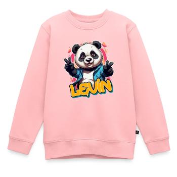 LEVIN - Beau nom de garçon avec Cool Panda - Sweat Premium enfant bio - rose - Devant - AI Model Kid Female (0cm)