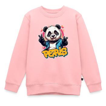 PERIS - Beau nom de garçon avec Cool Panda - Sweat Premium enfant bio - rose - Devant - AI Model Kid Female (0cm)