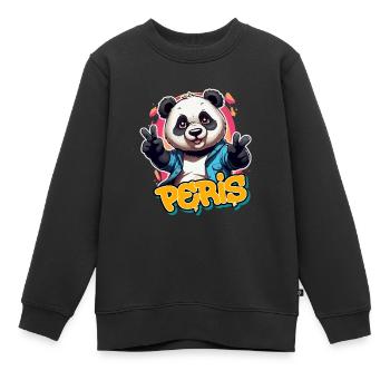 PERIS - Schöner Jungen Name mit coolem Panda - Kinder Premium Organic Sweatshirt - Schwarz - Vorne - AI Model Kid Female (0cm)