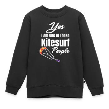 Yes, I'm one of those kitesurfers who is familiar with the - Kids Premium Organic Sweatshirt - black - Front - AI Model Kid Female (0cm)