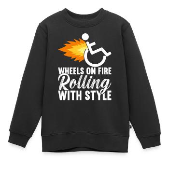 Personnes en fauteuil roulant Fauteuil roulant - Sweat Premium enfant bio - noir - Devant - AI Model Kid Female (0cm)