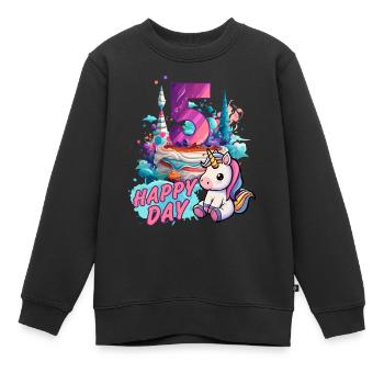 5. Geburtstag Mädchen Einhorn it Torte - Happy Day - Kinder Premium Organic Sweatshirt - Schwarz - Vorne - AI Model Kid Female (0cm)