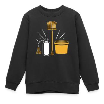 Humour faire le ménage - Sweat Premium enfant bio - noir - Devant - AI Model Kid Female (0cm)