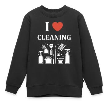 Humour faire le ménage - Sweat Premium enfant bio - noir - Devant - AI Model Kid Female (0cm)