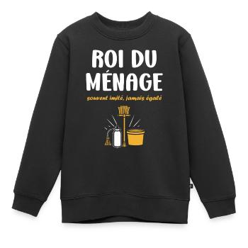 Humour faire le ménage - Sweat Premium enfant bio - noir - Devant - AI Model Kid Female (0cm)