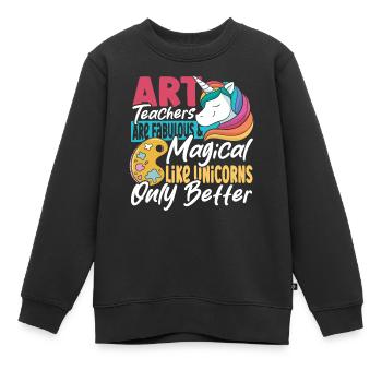 Kunstlehrer Skulptur Druckgrafik Zurück zur - Kinder Premium Organic Sweatshirt - Schwarz - Vorne - AI Model Kid Female (0cm)