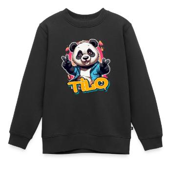 THILO - Beau nom de garçon avec Cool Panda - Sweat Premium enfant bio - noir - Devant - AI Model Kid Female (0cm)