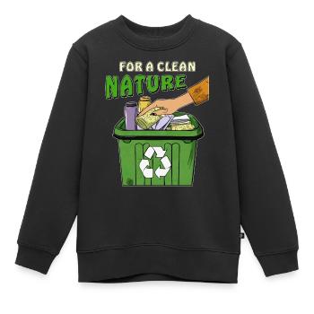 POUBELLE POUR UNE NATURE PROPRE - Sweat Premium enfant bio - noir - Devant - AI Model Kid Female (0cm)