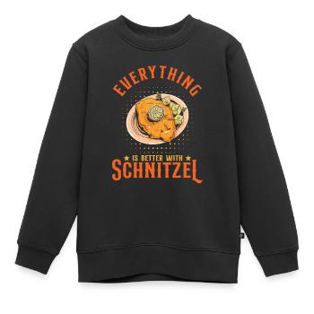 Mit Schnitzel ist alles besser - Kinder Premium Organic Sweatshirt - Schwarz - Vorne - AI Model Kid Female (0cm)