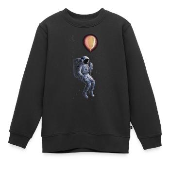 Astronaute Espace Spaceman Ballon - Sweat Premium enfant bio - noir - Devant - AI Model Kid Female (0cm)