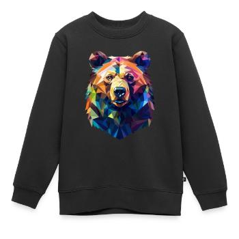 Polygone d'ours grizzly - Sweat Premium enfant bio - noir - Devant - AI Model Kid Female (0cm)
