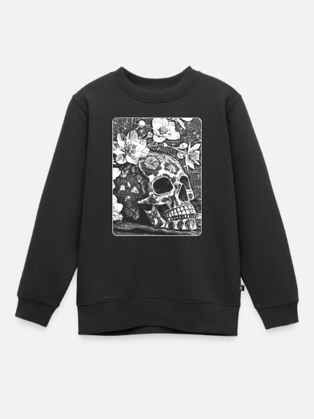 Chemise surréaliste Skull Blossom : style sombre - Sweat Premium enfant bio - noir
