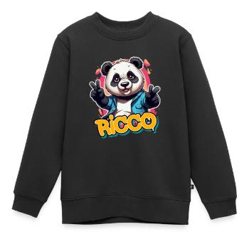 RICCO - Handsome boy name with cool panda - Kids Premium Organic Sweatshirt - black - Front - AI Model Kid Female (0cm)