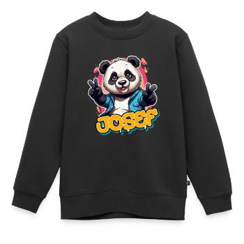 JOSEF - Schöner Jungen Name mit coolem Panda - Kinder Premium Organic Sweatshirt - Schwarz - Vorne - AI Model Kid Female (0cm)