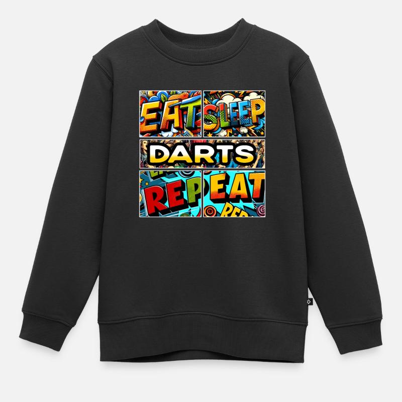 Eat sleep Darts repeat - Kinder Premium Organic Sweatshirt - Schwarz