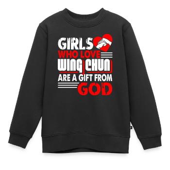 Wing Chun Wing Chun Are A Gift From God - Kids Premium Organic Sweatshirt - black - Front - AI Model Kid Female (0cm)