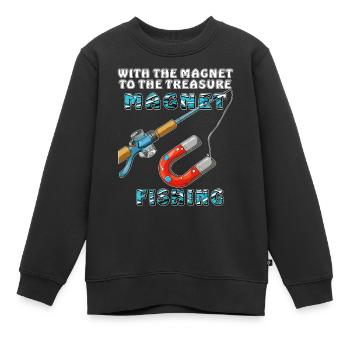 PÊCHER AVEC L’AIMANT AU TRÉSOR - Sweat Premium enfant bio - noir - Devant - AI Model Kid Female (0cm)