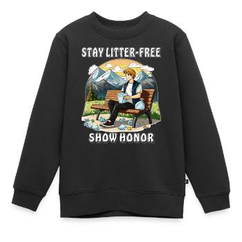 ABFALL STAY LITTER-FREE SHOW HONOR - Kinder Premium Organic Sweatshirt - Schwarz - Vorne - AI Model Kid Female (0cm)