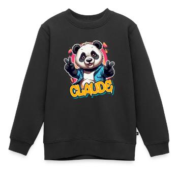 CLAUDE - Handsome Boy Name with Cool Panda - Kids Premium Organic Sweatshirt - black - Front - AI Model Kid Female (0cm)