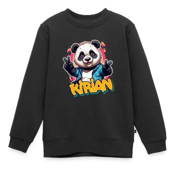 KIRIAN - Schöner Jungen Name mit coolem Panda - Kinder Premium Organic Sweatshirt - Schwarz - Vorne - AI Model Kid Female (0cm)