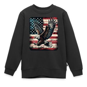 Eagle American Flag 4th of July Day Eagle Gifts - Kinder Premium Organic Sweatshirt - Schwarz - Vorne - AI Model Kid Female (0cm)