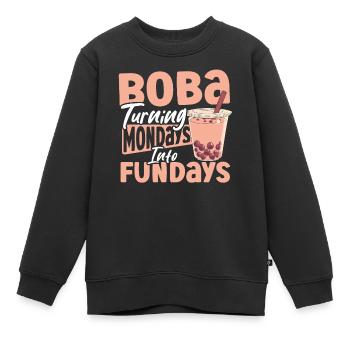 Thé Chai, Thé noir, Thé glacé, Thé Boba - Sweat Premium enfant bio - noir - Devant - AI Model Kid Female (0cm)