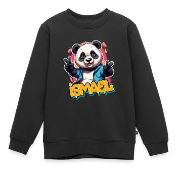 ISMAEL - Schöner Jungen Name mit coolem Panda - Kinder Premium Organic Sweatshirt - Schwarz - Vorne - AI Model Kid Female (0cm)