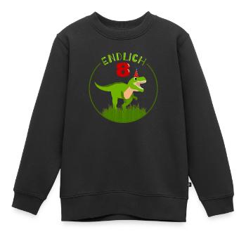 Endlich 8 - 8. Geburtstag - 8 Jahre alt Dino - Kinder Premium Organic Sweatshirt - Schwarz - Vorne - AI Model Kid Female (0cm)