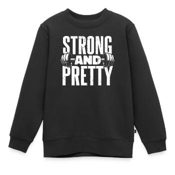 Gewichtheben Gewichtheber Strong And Pretty - Kinder Premium Organic Sweatshirt - Schwarz - Vorne - AI Model Kid Female (0cm)