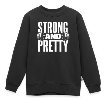 Gewichtheben Gewichtheber Strong And Pretty - Kinder Premium Organic Sweatshirt - Schwarz - Vorne - AI Model Kid Female (0cm)