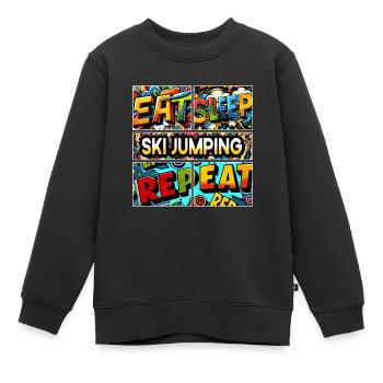 Manger, dormir, sauter, répéter, répéter, - Sweat Premium enfant bio - noir - Devant - AI Model Kid Female (0cm)