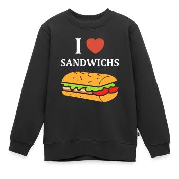 Humour sandwich - Sweat Premium enfant bio - noir - Devant - AI Model Kid Female (0cm)