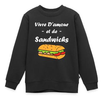 Humour sandwich - Sweat Premium enfant bio - noir - Devant - AI Model Kid Female (0cm)