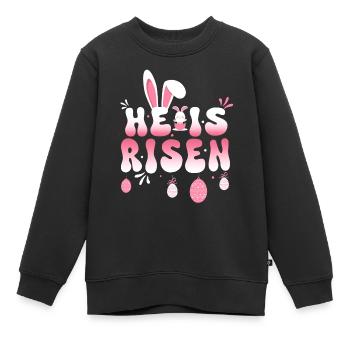 Er ist auferstanden Osterfeier Thema Haseneier - Kinder Premium Organic Sweatshirt - Schwarz - Vorne - AI Model Kid Female (0cm)