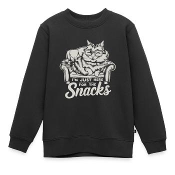 JE SUIS JUSTE LÀ POUR LES COLLATIONS - Sweat Premium enfant bio - noir - Devant - AI Model Kid Female (0cm)
