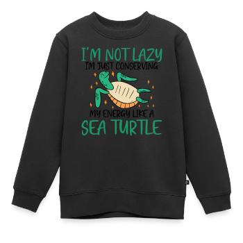 Energieschildkröte Sparen - Ozean - Kinder Premium Organic Sweatshirt - Schwarz - Vorne - AI Model Kid Female (0cm)