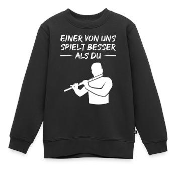 Cadeau de dicton flûtiste supérieur - Sweat Premium enfant bio - noir - Devant - AI Model Kid Female (0cm)