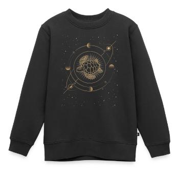 Tortue céleste dans le cosmos - Sweat Premium enfant bio - noir - Devant - AI Model Kid Female (0cm)