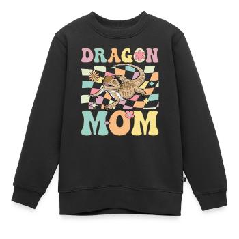 Dragon Mom Groovy Barbu Dragon Lézard Amoureux - Sweat Premium enfant bio - noir - Devant - AI Model Kid Female (0cm)
