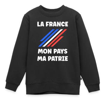 patriote la france mon pays ma patrie - Sweat Premium enfant bio - noir - Devant - AI Model Kid Female (0cm)