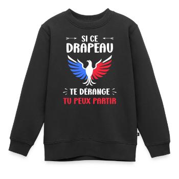 drapeau france patriote - Sweat Premium enfant bio - noir - Devant - AI Model Kid Female (0cm)