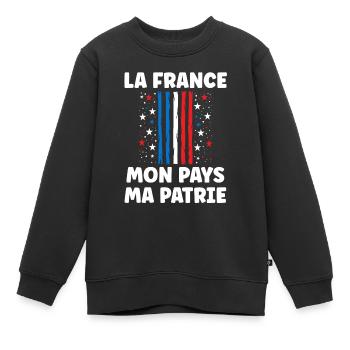 patriote la france mon mapys ma patrie - Sweat Premium enfant bio - noir - Devant - AI Model Kid Female (0cm)