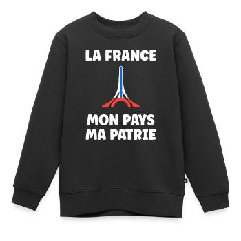 patriote la france mon pays ma patrie - Sweat Premium enfant bio - noir - Devant - AI Model Kid Female (0cm)