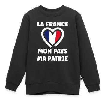 patriote la france mon mapys ma patrie - Sweat Premium enfant bio - noir - Devant - AI Model Kid Female (0cm)