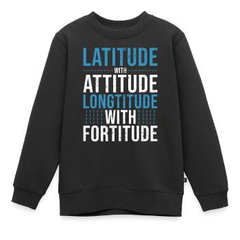 Geografie Erdkunde Kartologie Lustig - Kinder Premium Organic Sweatshirt - Schwarz - Vorne - AI Model Kid Female (0cm)