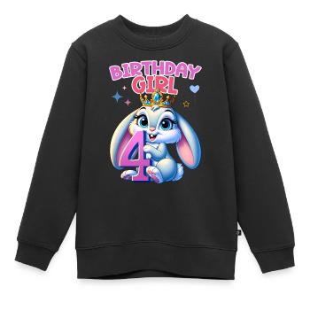 Anniversaire Fille, Anniversaire Enfants, 4 Ans, Fille - Sweat Premium enfant bio - noir - Devant - AI Model Kid Female (0cm)
