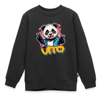 VITO - Schöner Jungen Name mit coolem Panda - Kinder Premium Organic Sweatshirt - Schwarz - Vorne - AI Model Kid Female (0cm)