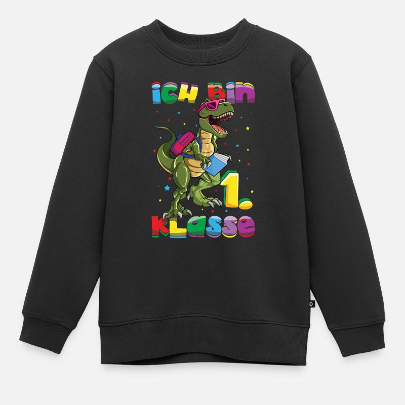 Ich Bin 1. Klasse Dinosaurier Einschulung - Kinder Premium Organic Sweatshirt - Schwarz