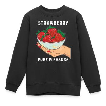 STRAWBERRY PURE PLEASURE - Kids Premium Organic Sweatshirt - black - Front - AI Model Kid Female (0cm)