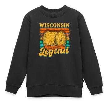 Landwirt Heu Stroh Strohballen Heuballen - Kinder Premium Organic Sweatshirt - Schwarz - Vorne - AI Model Kid Female (0cm)